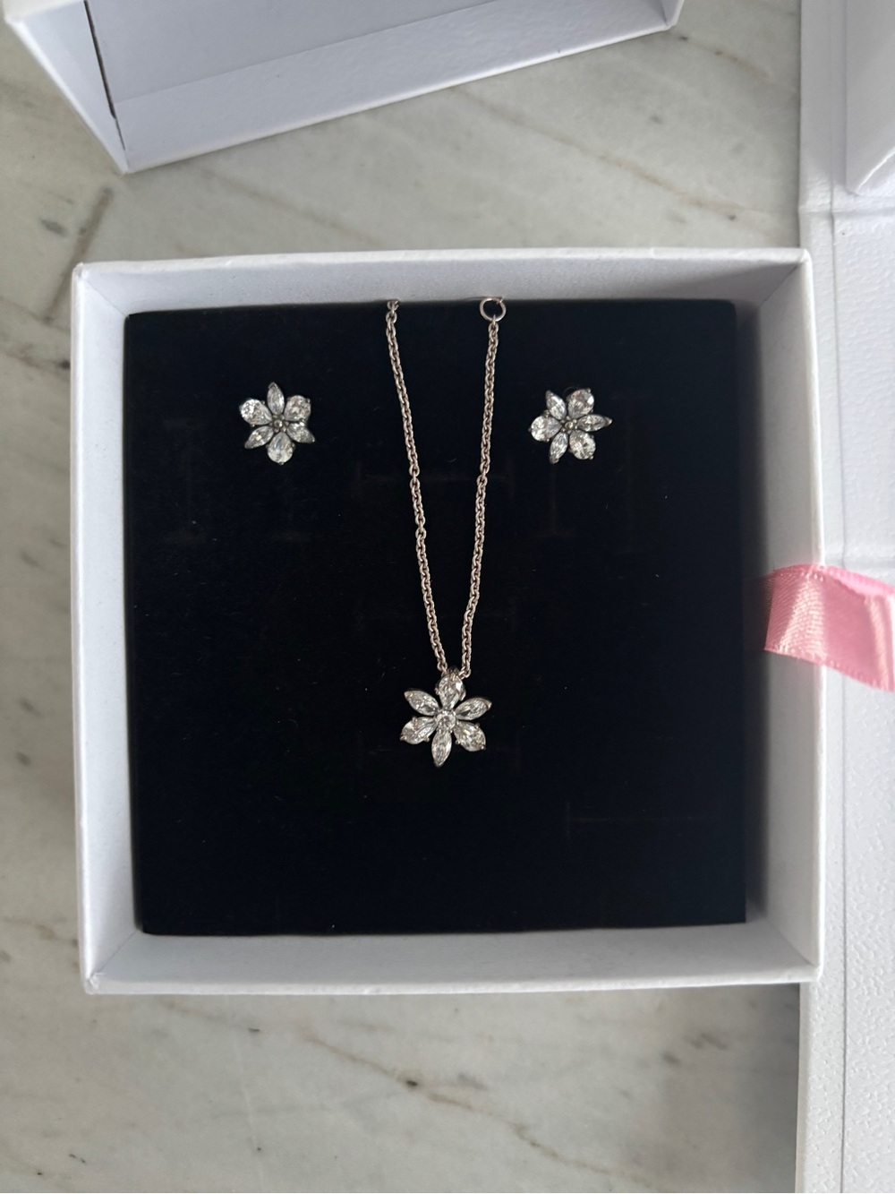 Pandora - Sterling Silver Flower Studs and Necklace